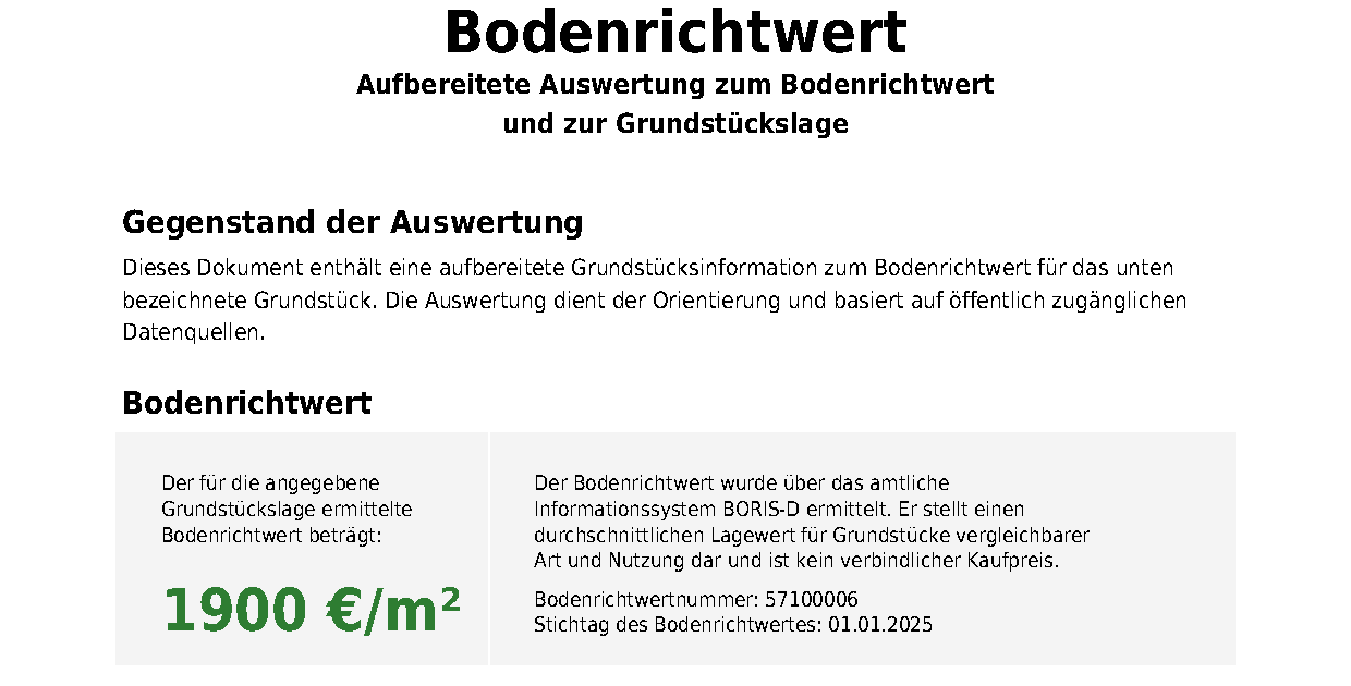 Muster einer Bodenrichtwert-Auskunft